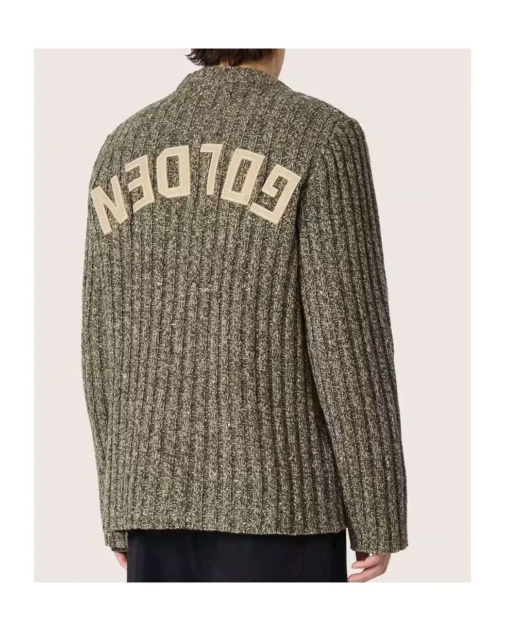 Golden Goose Deluxe Brand Green Logo Detailed Crewneck Knit Jumper for men
