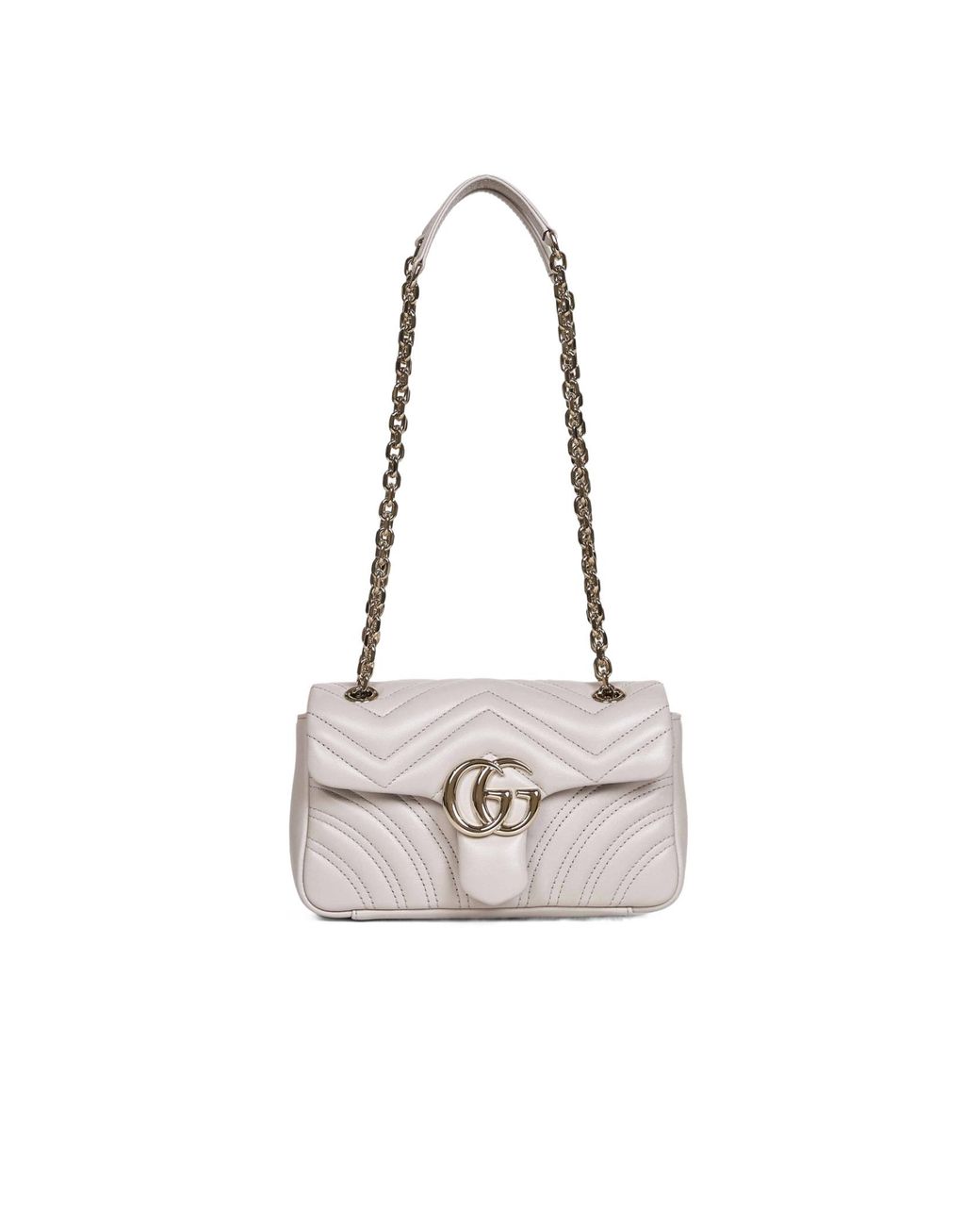 Gucci White Gg Marmont Small Shoulder Bag