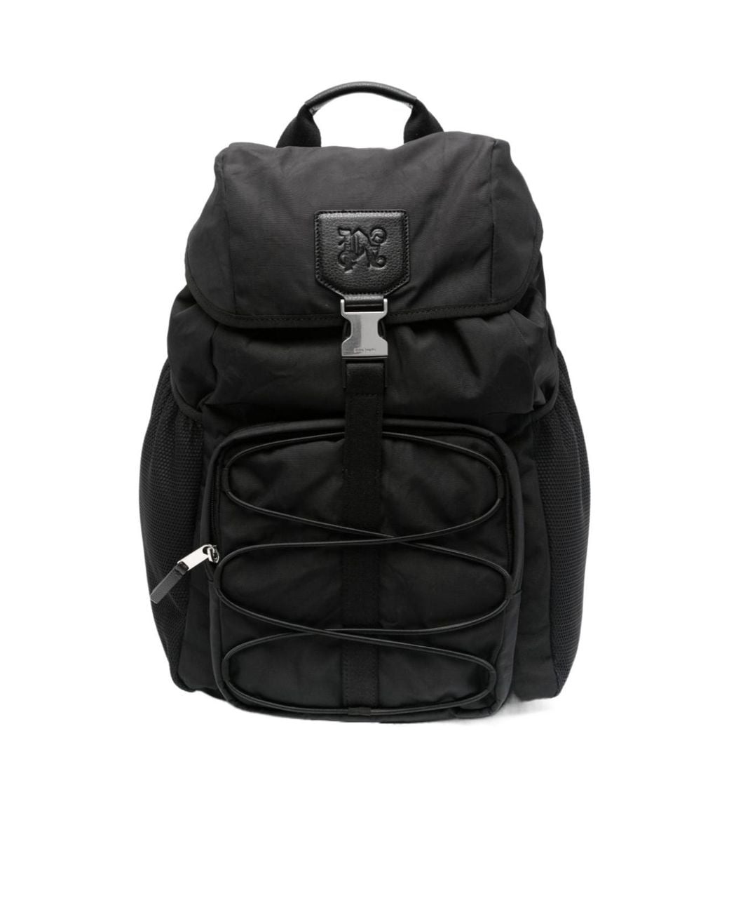 Palm Angels Black Logo Patch Foldover Top Backpack for men