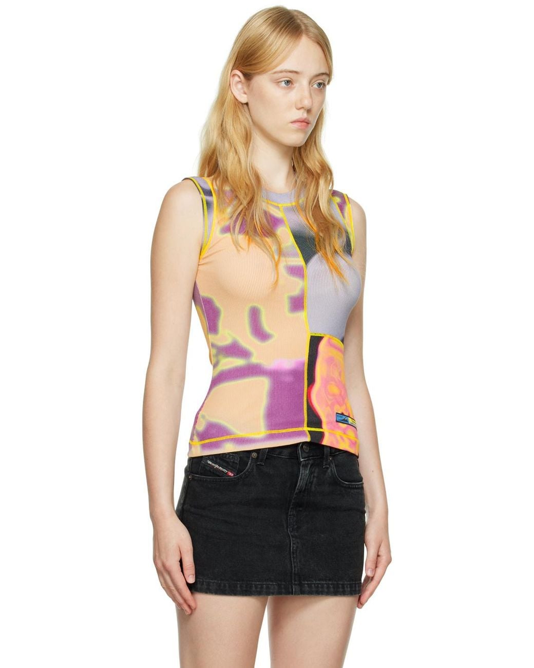 DIESEL Black Graphic-Print Tank Top