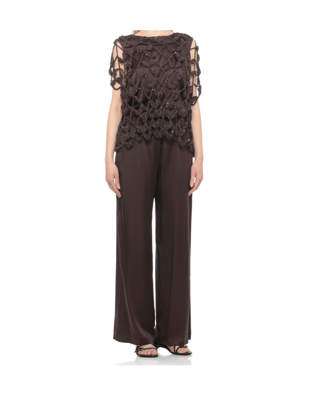 Antonelli Black Saponaria Open-Knit Knitted Top