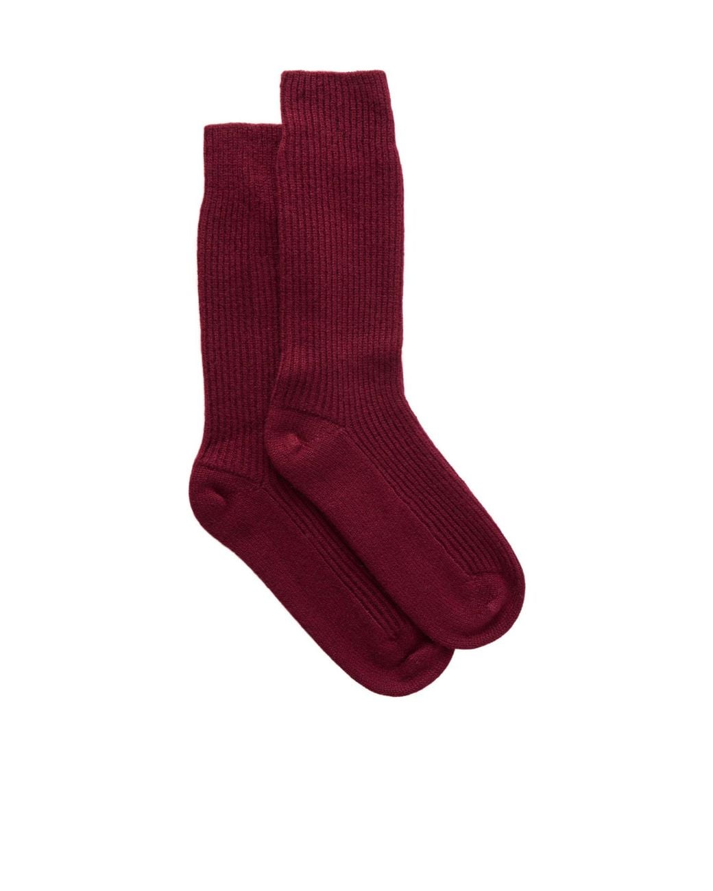 Lisa Yang Red Ribbed Cashmere Socks