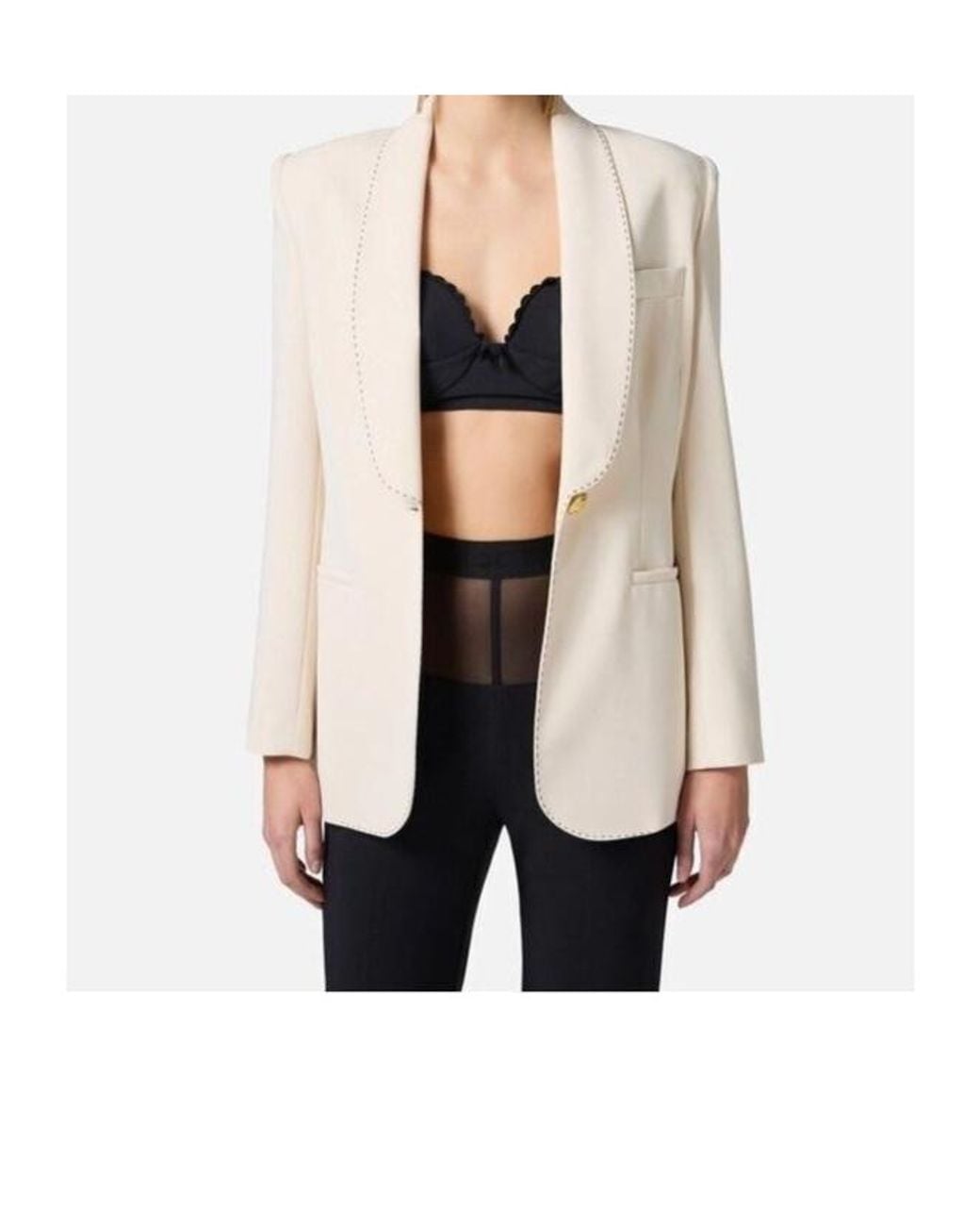 Elisabetta Franchi Natural Single-Breasted Tailored Blazer