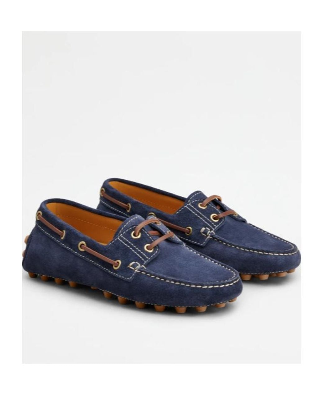 Tod's Blue Boat Gommino Bubble Flat Shoes