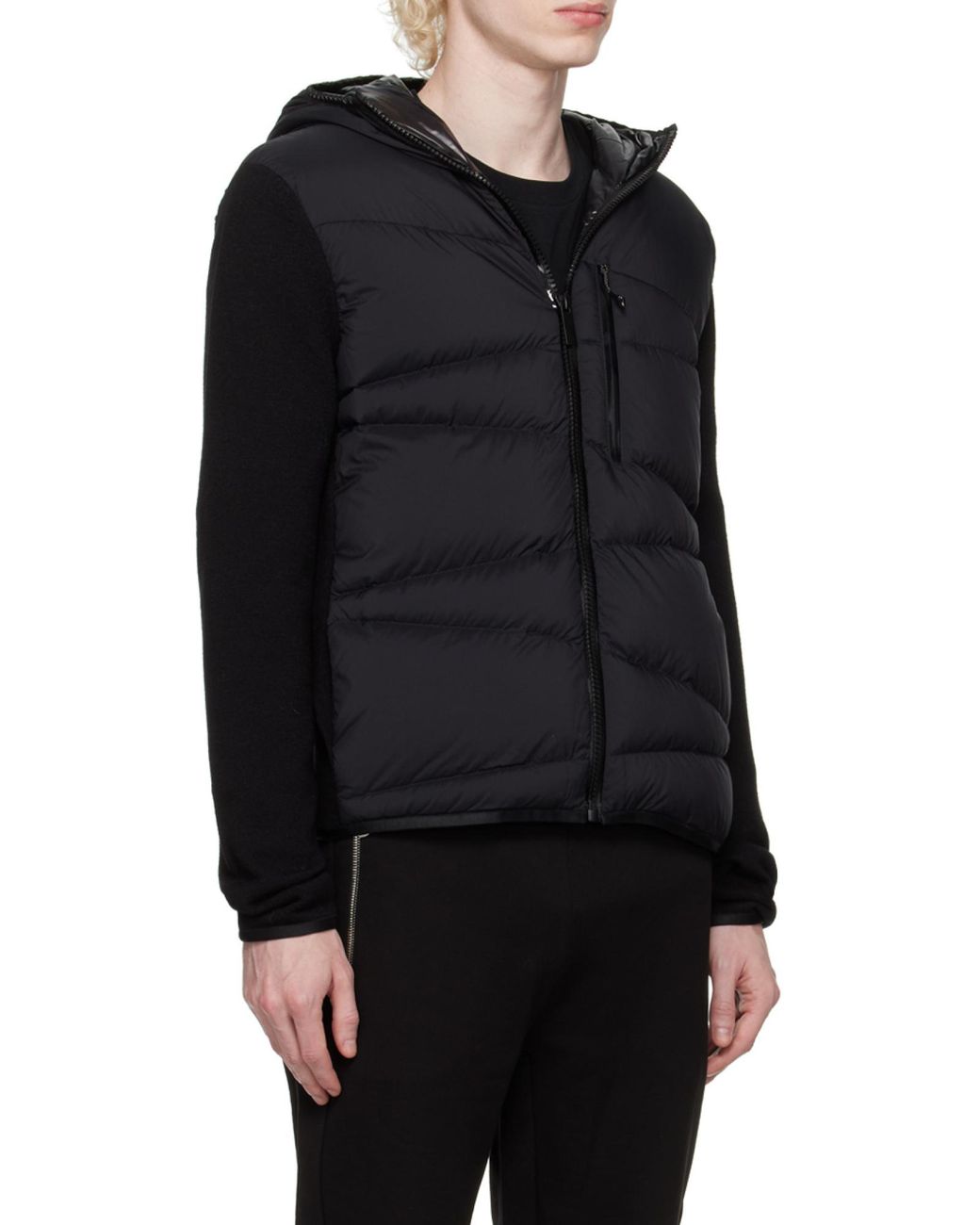 Moncler Black Padded Wool Hoodie for men