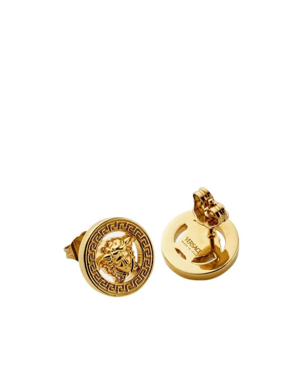 Versace Metallic Medusa Head Logo-Engraved Earrings for men