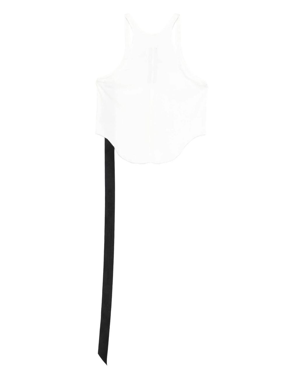Rick Owens White Raw-Edge Ribbon Tank Top