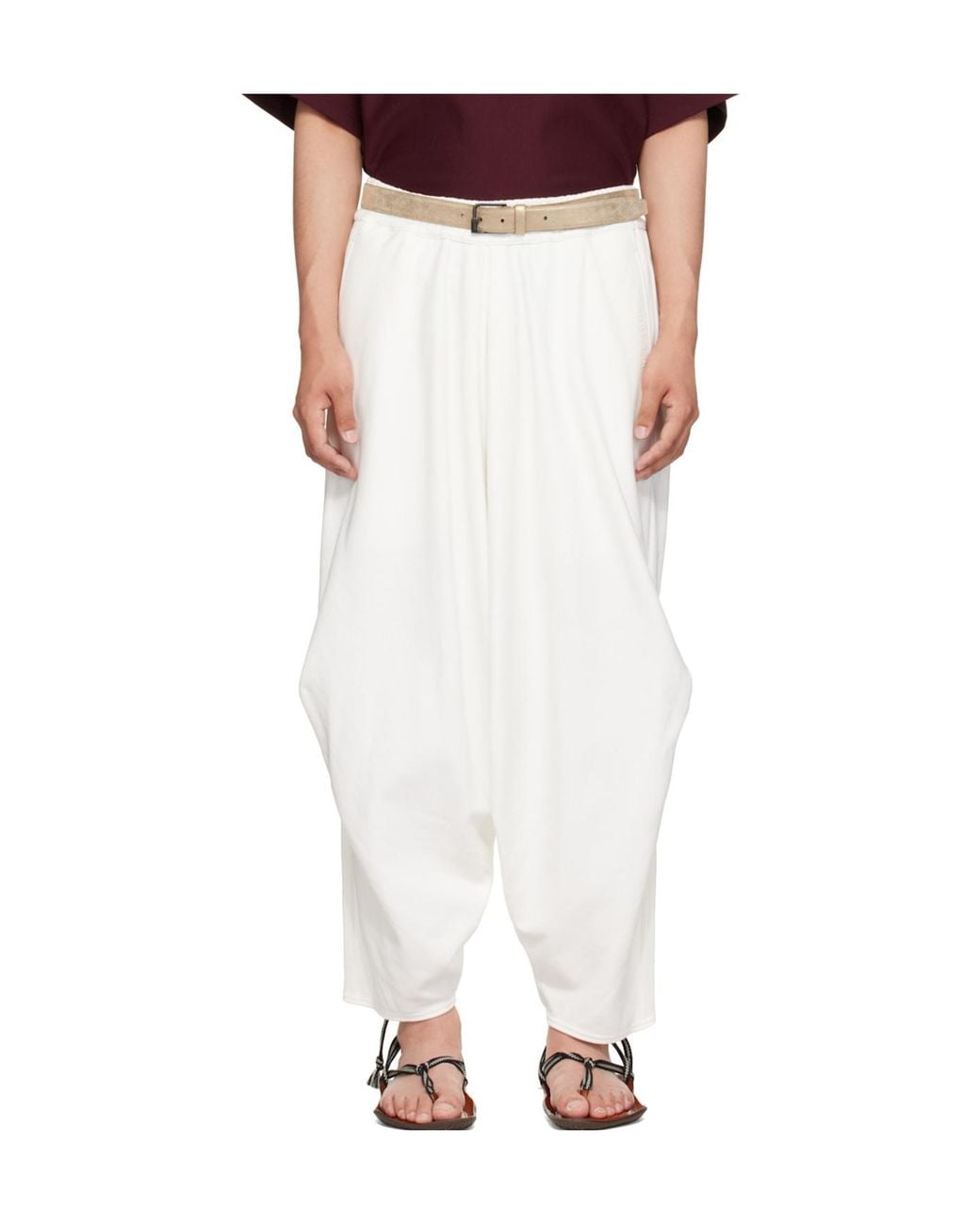 Hed Mayner White Embroidered Sweatpants for men