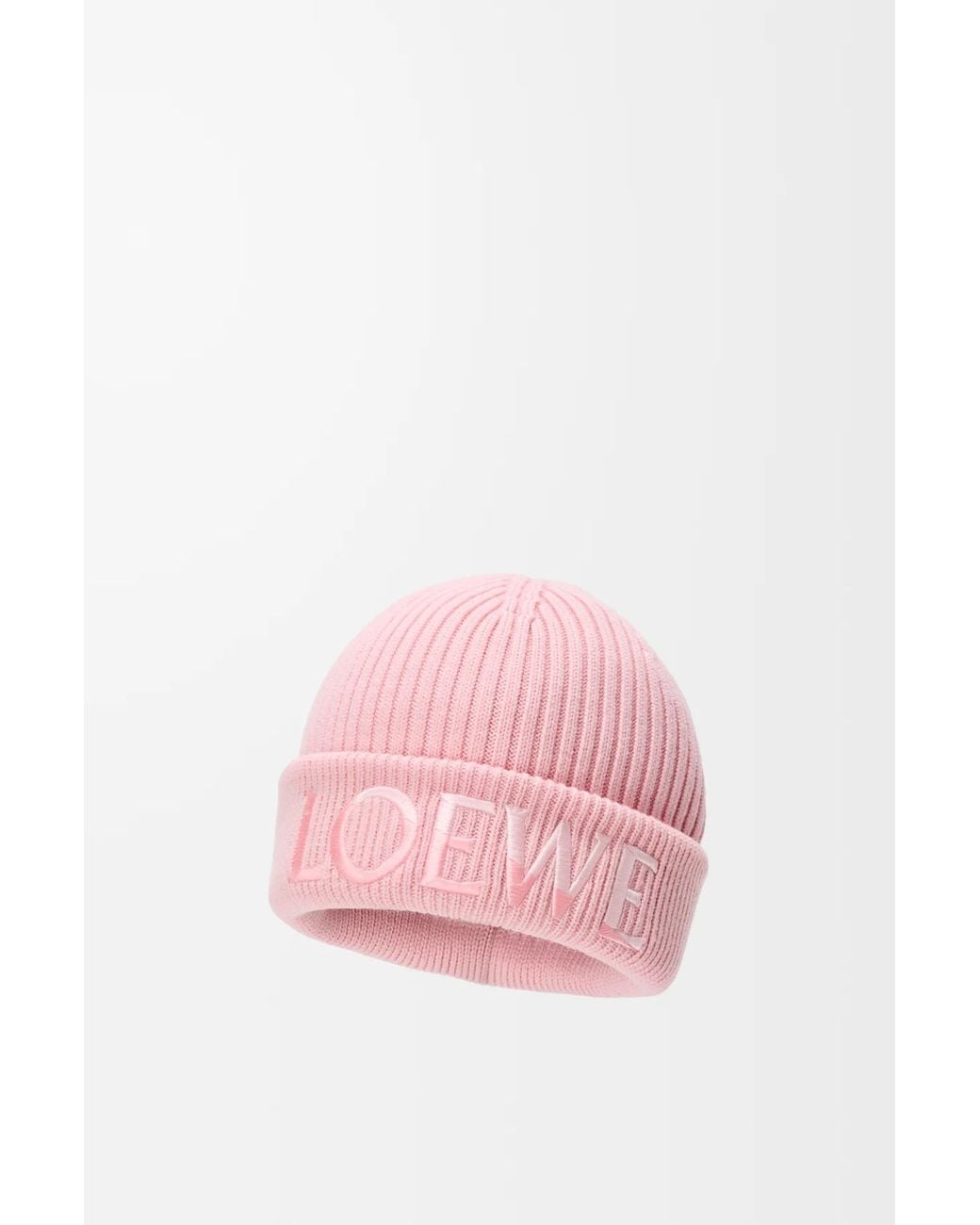 Loewe Pink Logo Embroidered Ribbed Knit Beanie for men