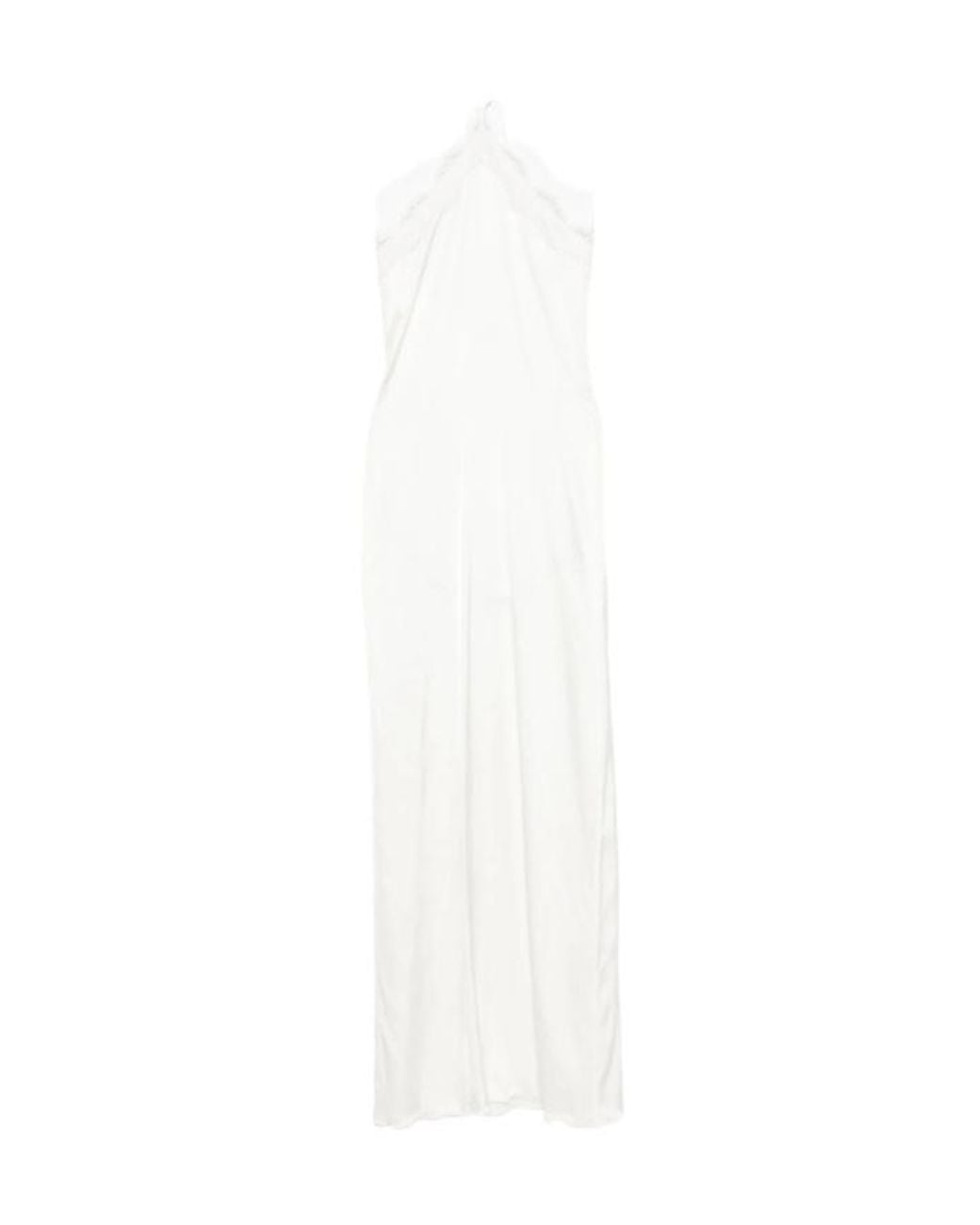 Oseree White Oséree Halterneck Lace-Trim Dresses