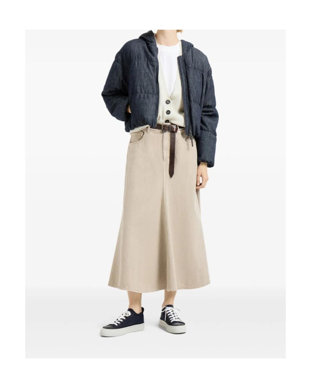 Brunello Cucinelli Blue Zip-Up Hooded Jacket