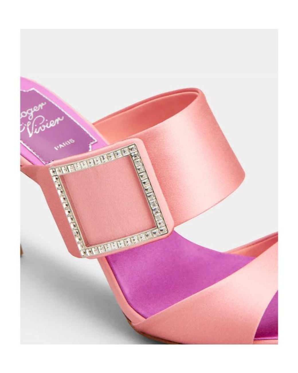 Roger Vivier Pink Trompette Satin Mules