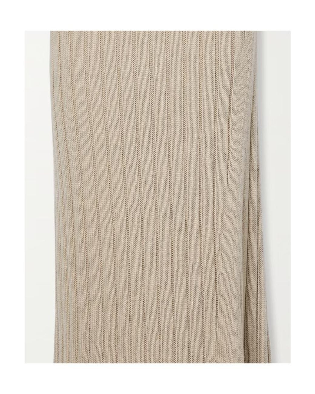 The Row Natural Asymmetrical Ribbed Cashmere Mid-Length Skirt