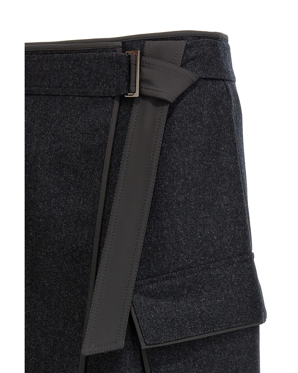 Brunello Cucinelli Black Wrap Midi Skirt