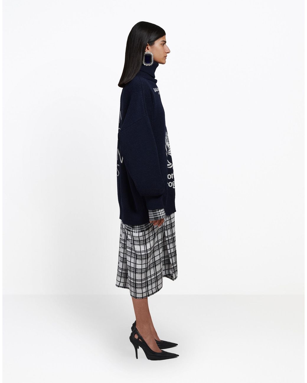 Balenciaga Blue Logo Turtleneck Pullover