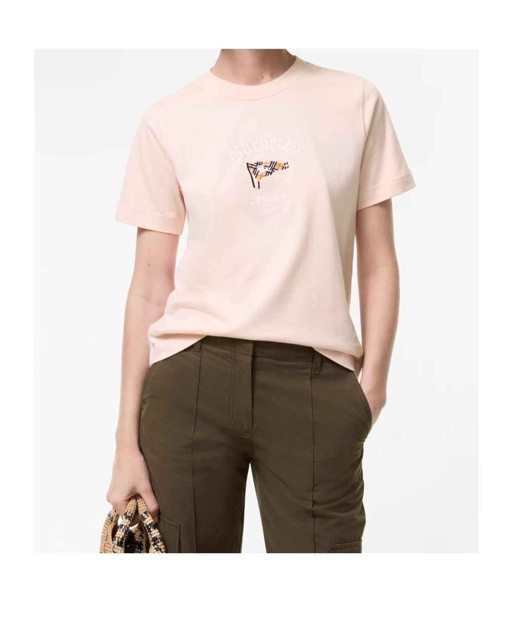 Burberry Pink Check Flag Crewneck T-Shirt