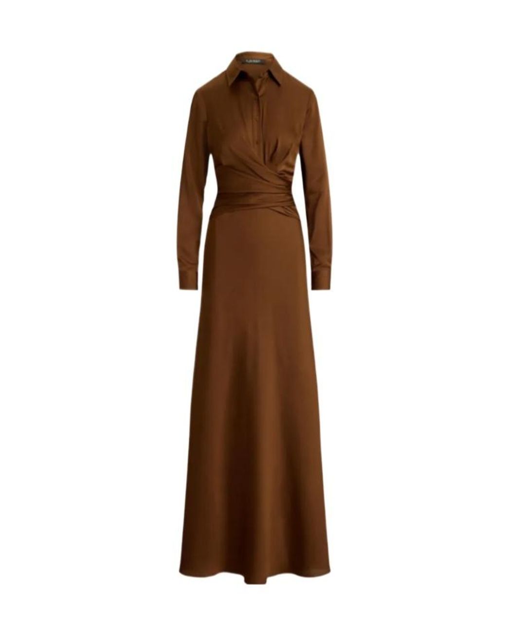 Ralph Lauren Brown Ruffled Button-Front Maxi Gown
