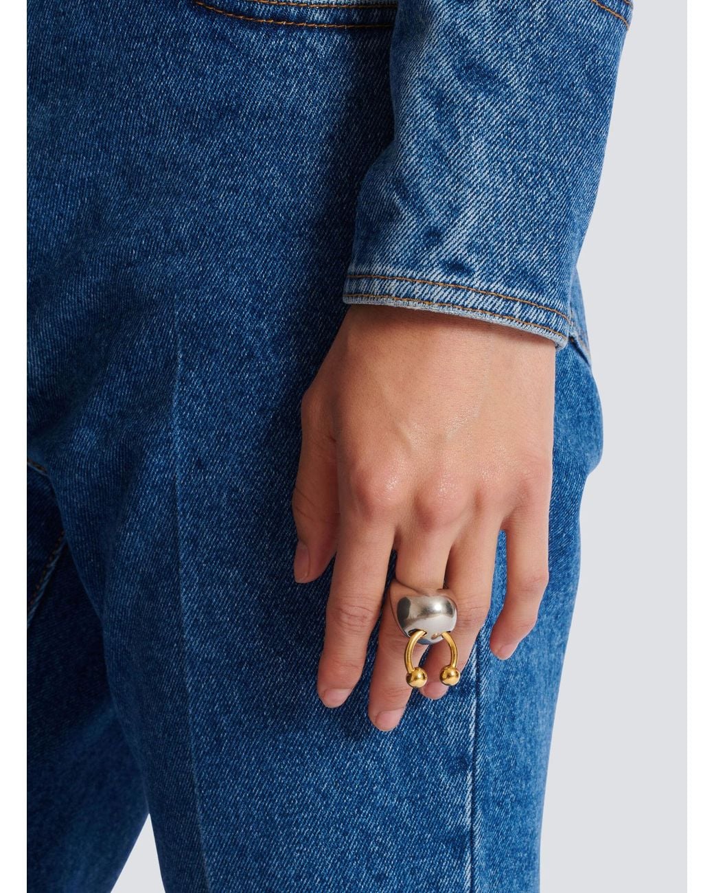 Balmain White Spherical Ring With Piercing