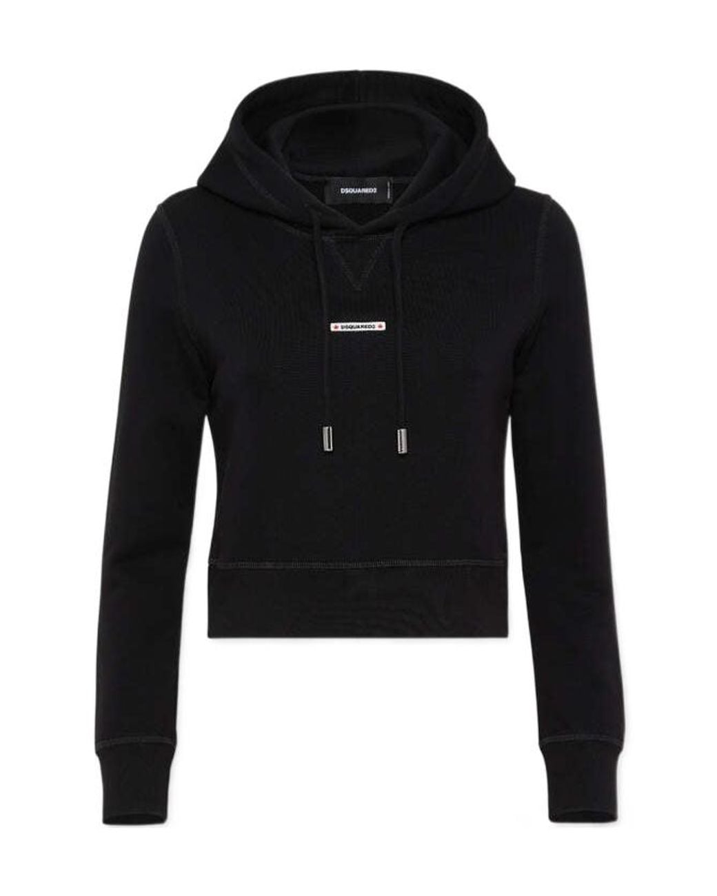 DSquared² Black Logo Patch Drawstring Hoodie