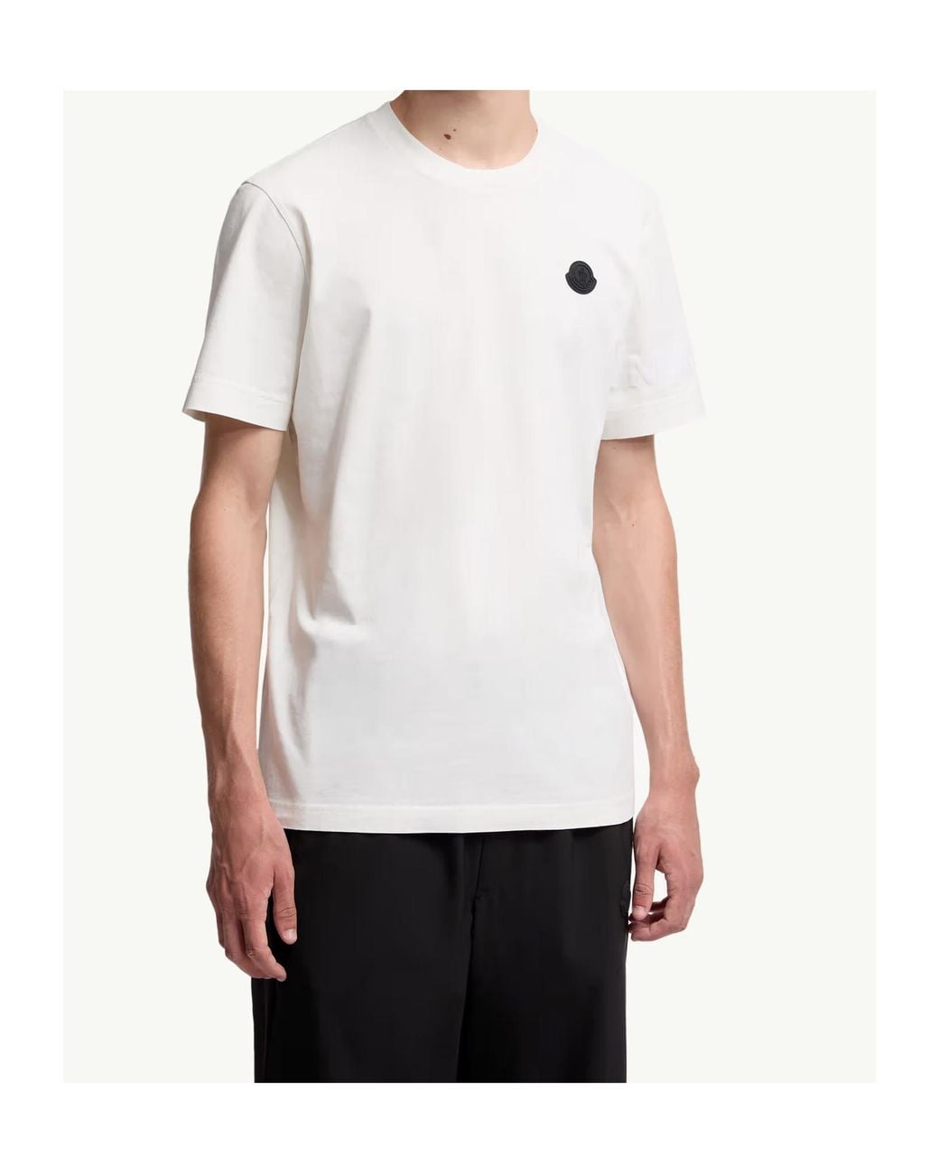 Moncler White Logo Patch Crewneck T-Shirt for men
