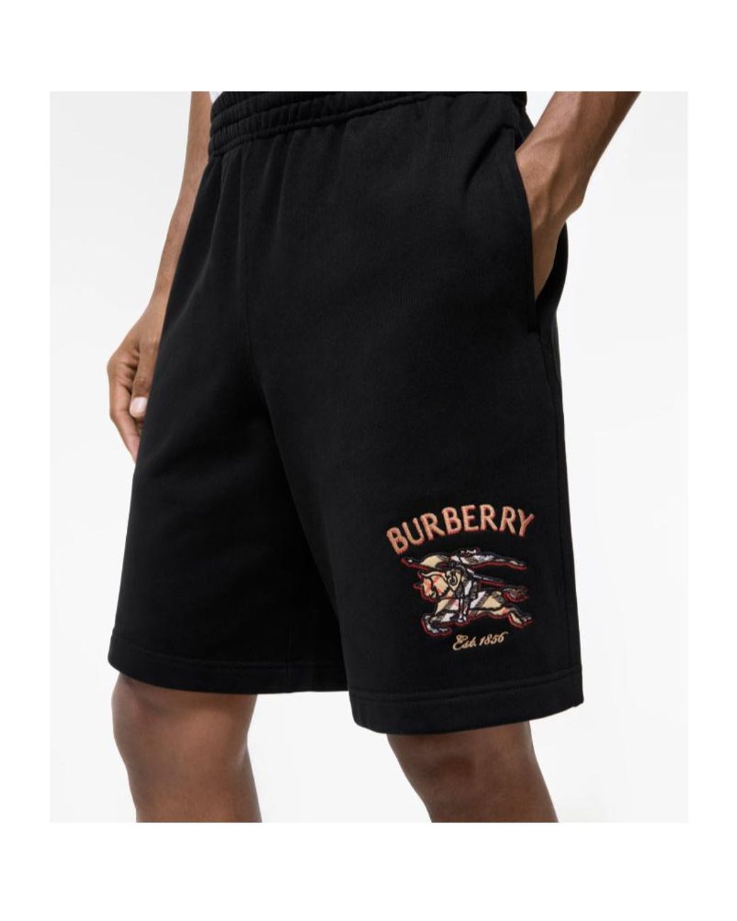 Burberry Black Knight Check Cotton Shorts for men
