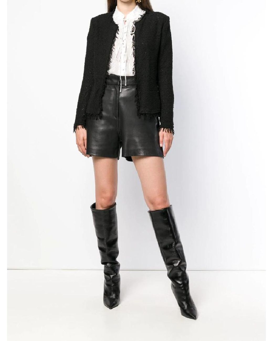 IRO Black Shavani Crewneck Fringed Jacket