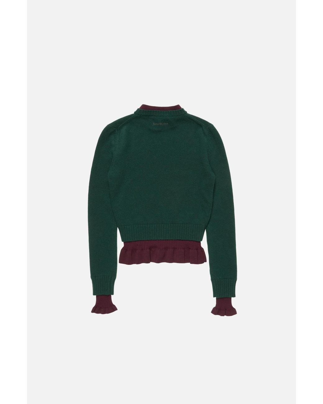 Acne Green Ruffled Layered-Effect Sweater