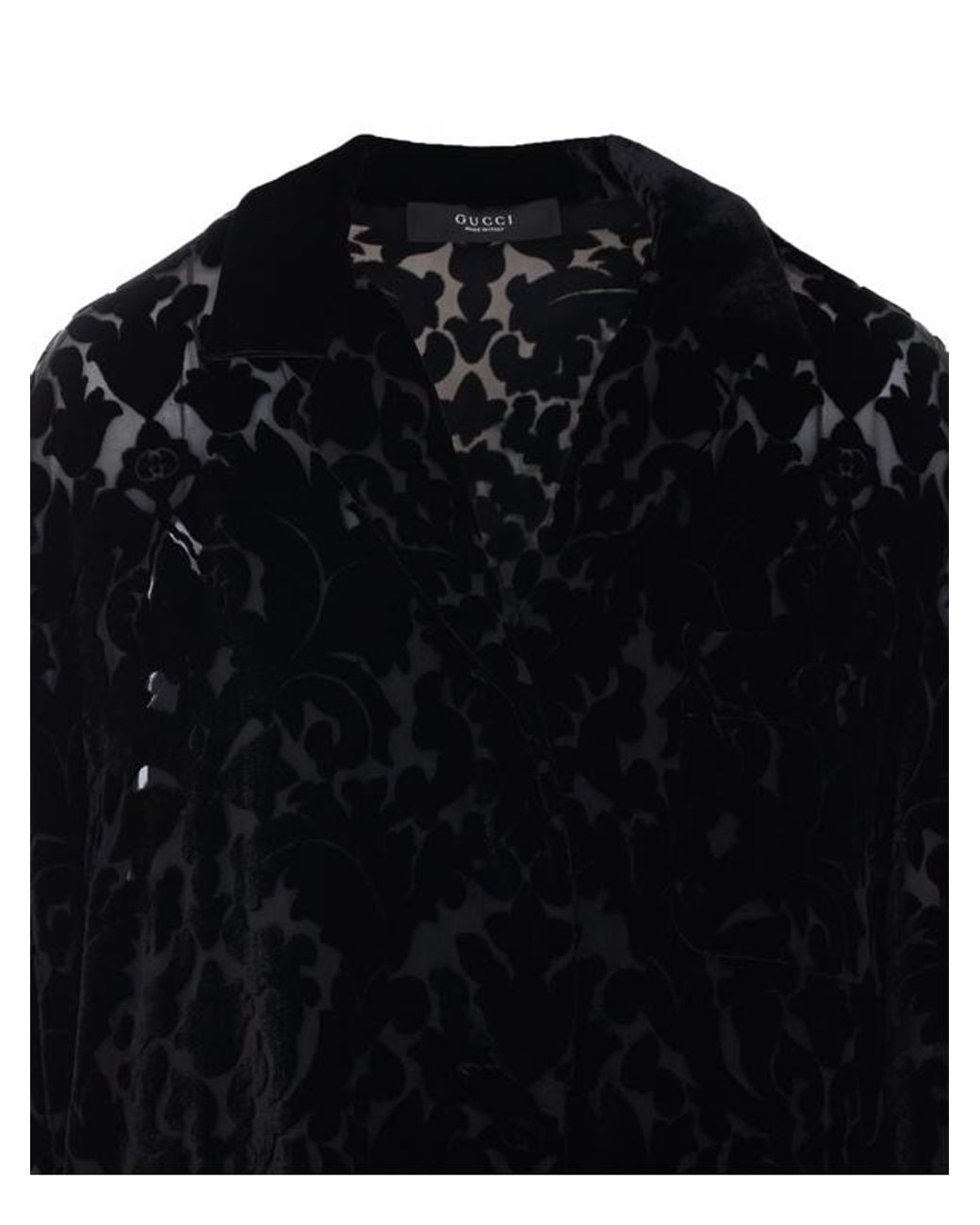 Gucci Black Floral Devoré Velour Shirt