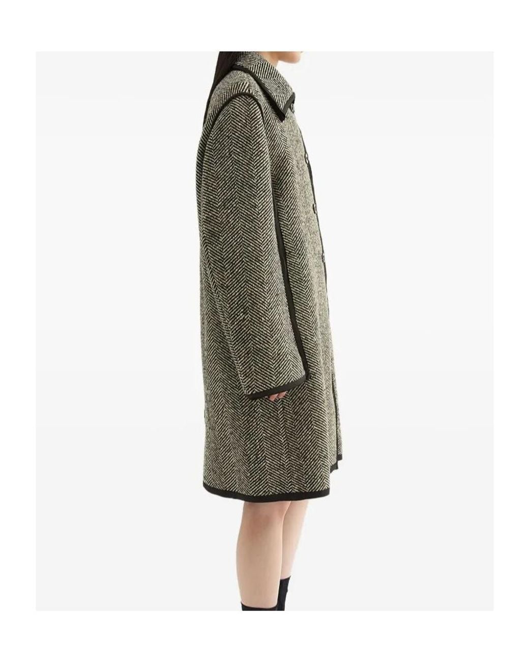 Jil Sander Green Tweed Coat