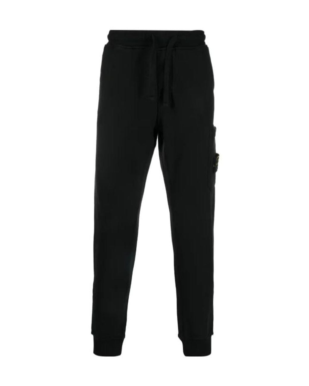 Stone Island Black Drawstring Logo Patch Pants for men