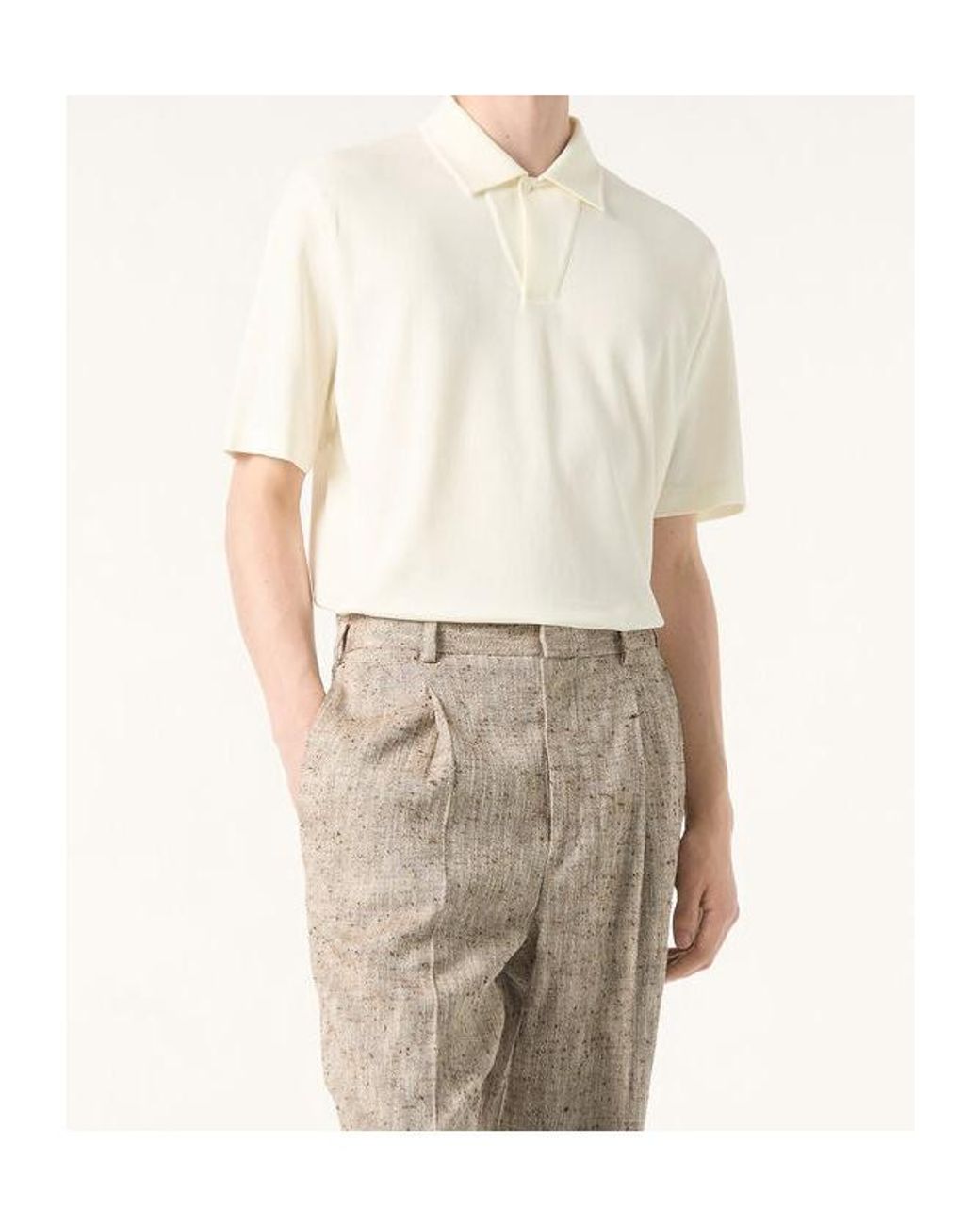 Loro Piana White Short-Sleeved Polo Shirt for men