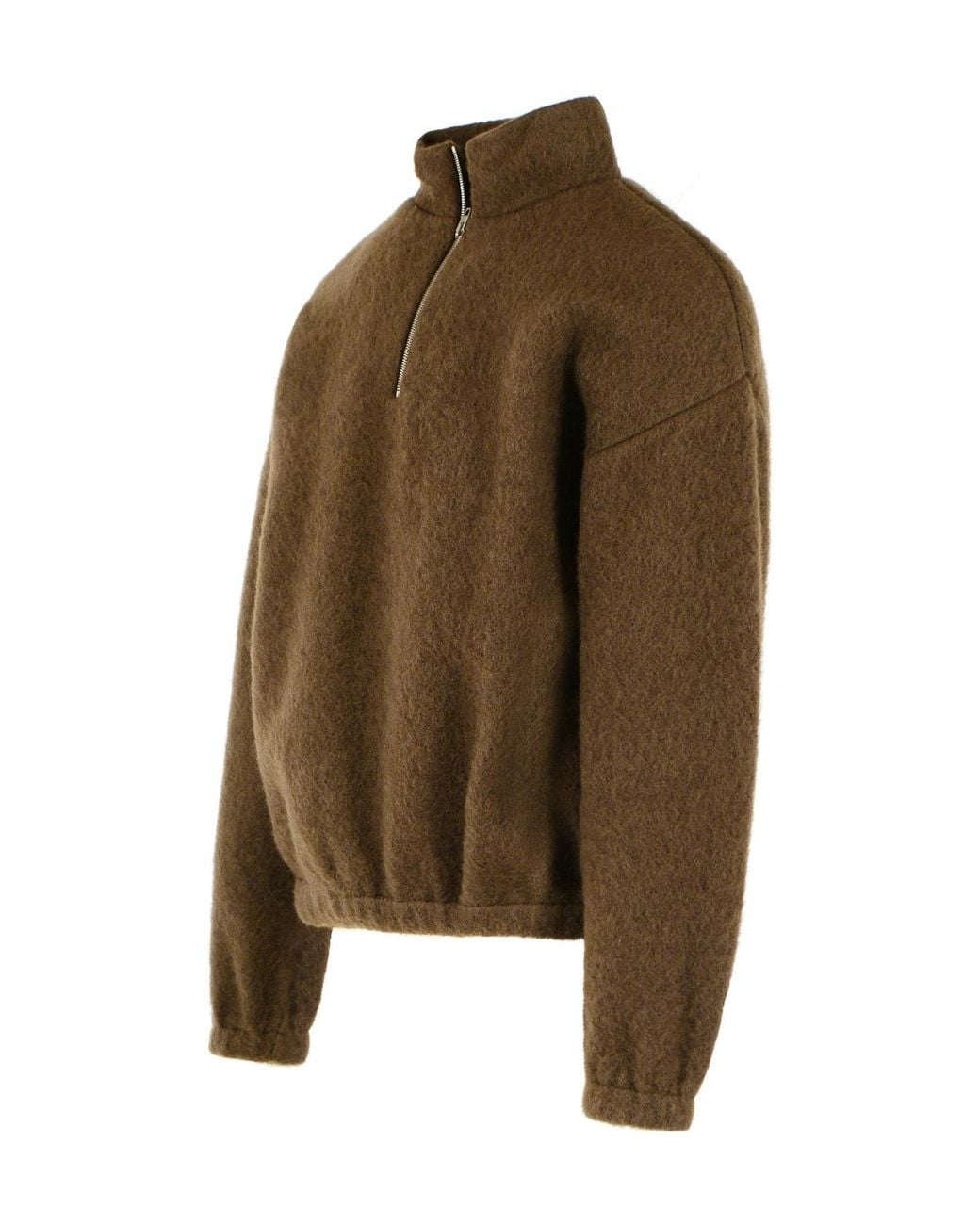 Jil Sander Brown Quarter-Zip Wool-Blend Sweater for men