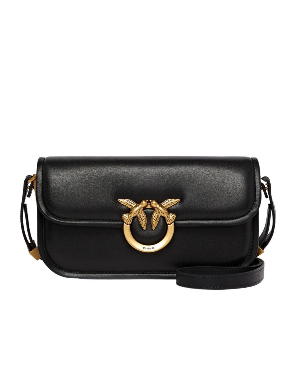 Pinko Black Love Birds Small Crossbody Bag