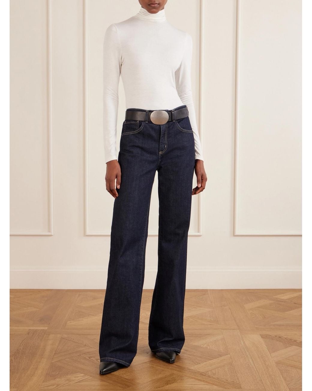 Nili Lotan White Stretch-Jersey Turtleneck Top
