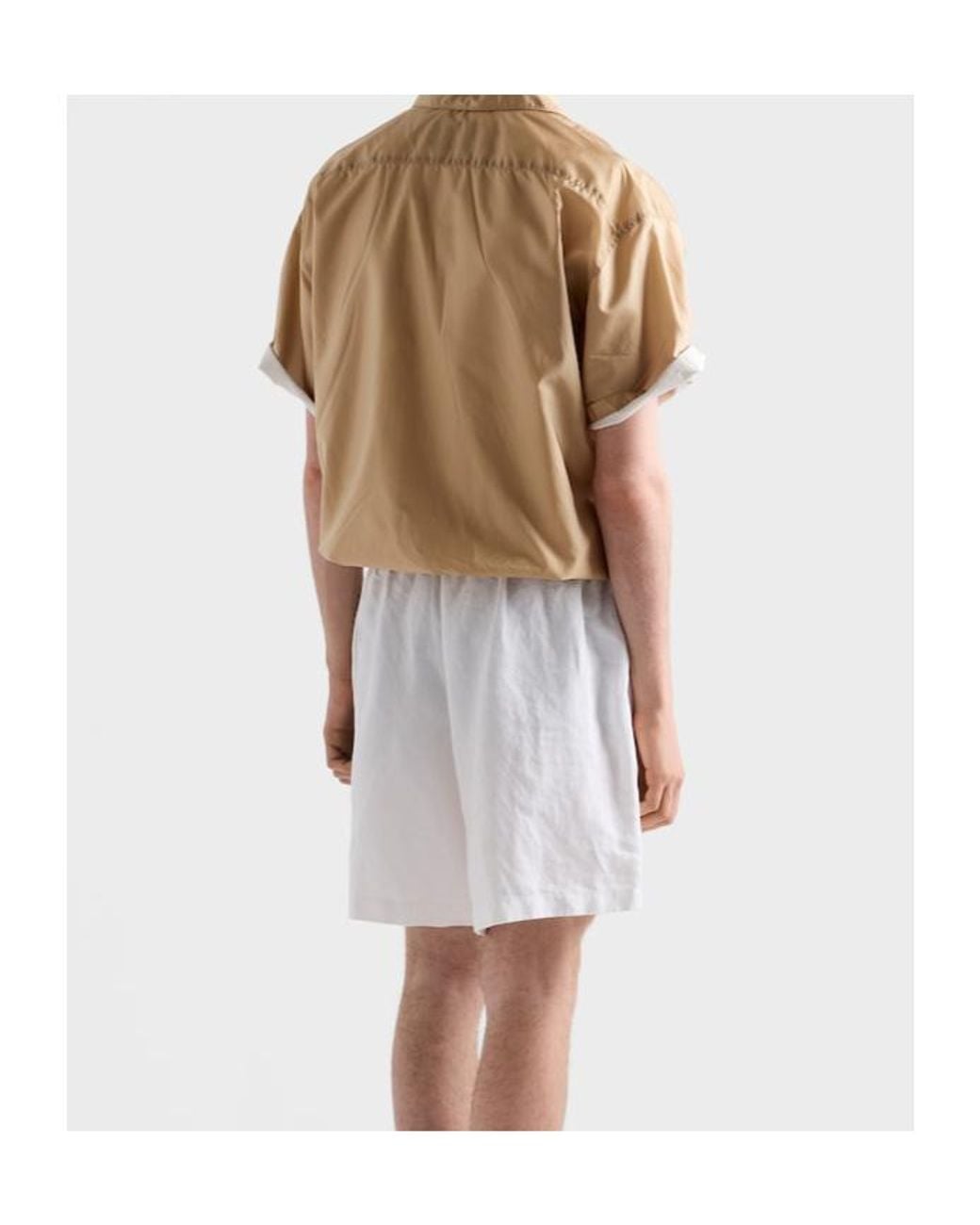 Prada Natural Chemise À Fermeture Éclair Re-Nylon À Manches Courtes for men