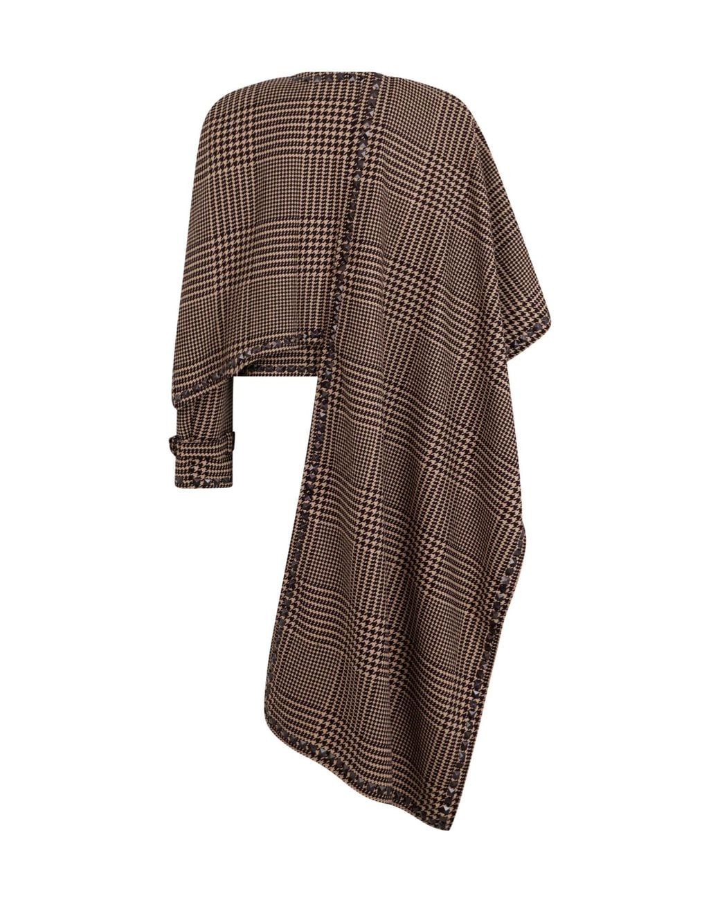 GIUSEPPE DI MORABITO Brown Houndstooth Asymmetric Cape