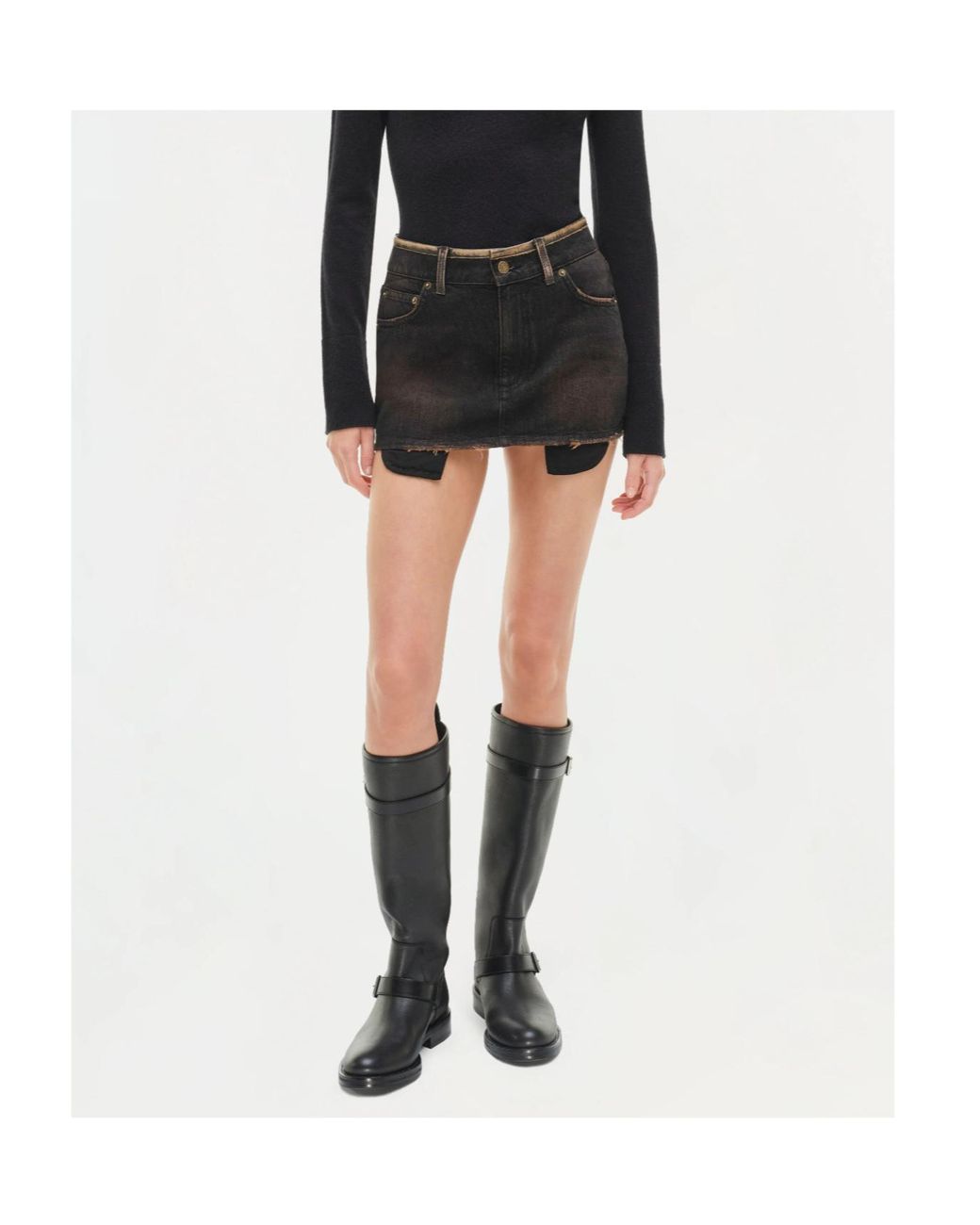 Jonathan Simkhai Black Sally Denim Mini Skirt
