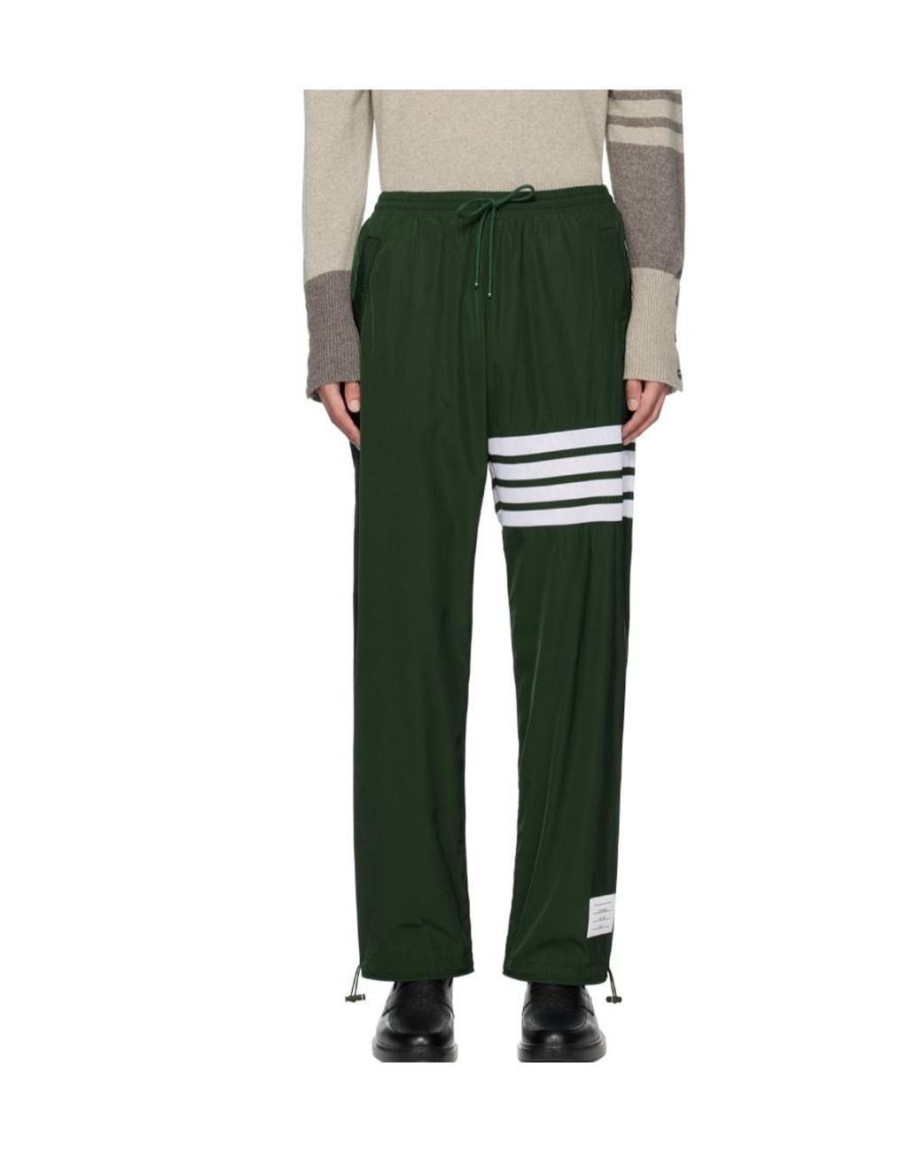 Thom Browne Green Logo-Patch Track Pants for men