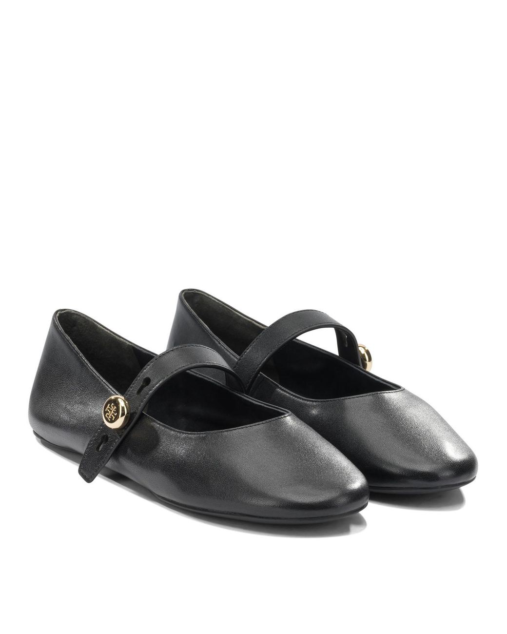 Tory Burch Black Logo-Strap Ballet Flats