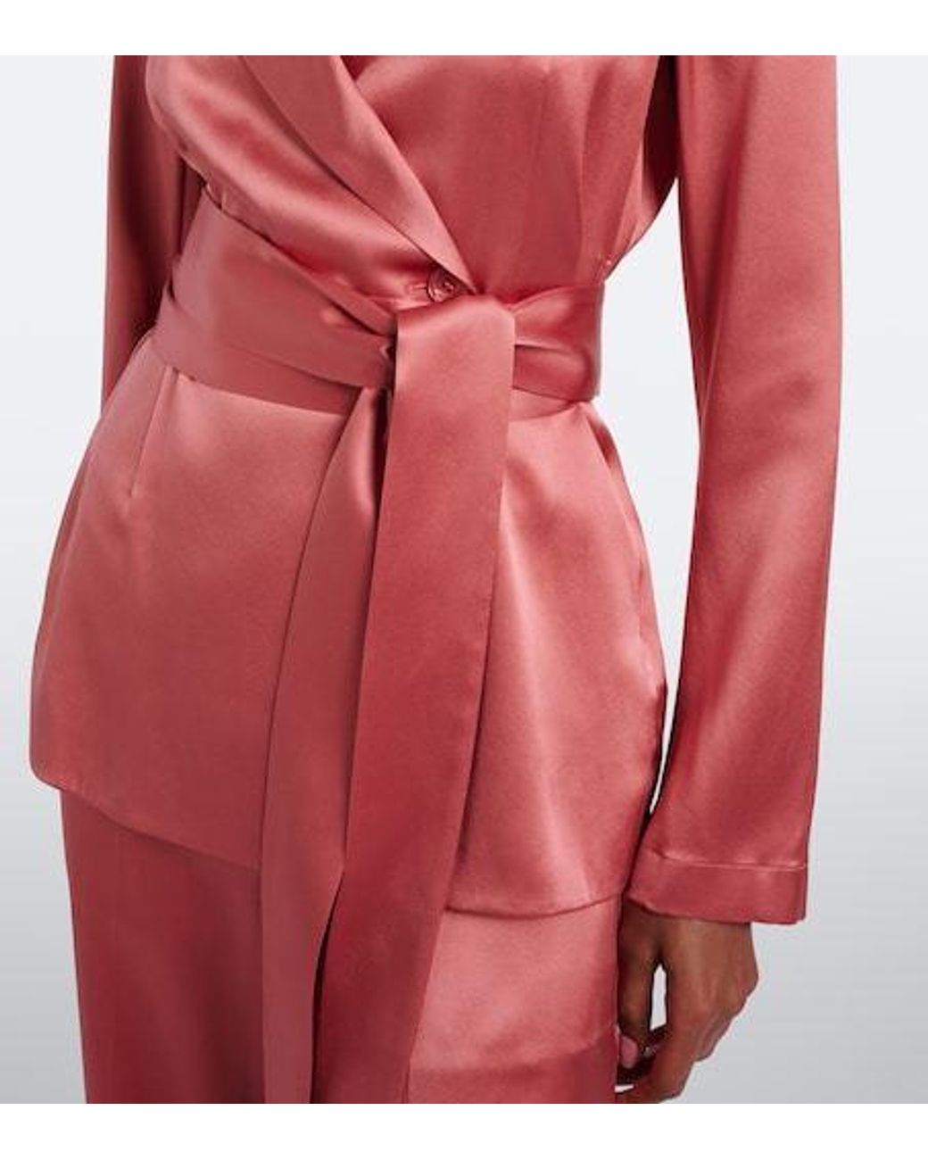Joseph Red Archer Belted Silk Satin Jacket