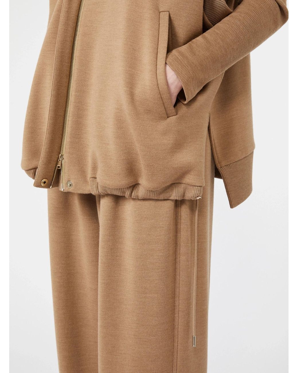 Max Mara Natural Oversized Sleeveless Wool Jersey Jacket