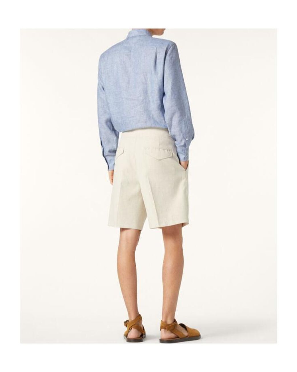 Loro Piana Blue Andre Button-Fastening Linen Shirt for men