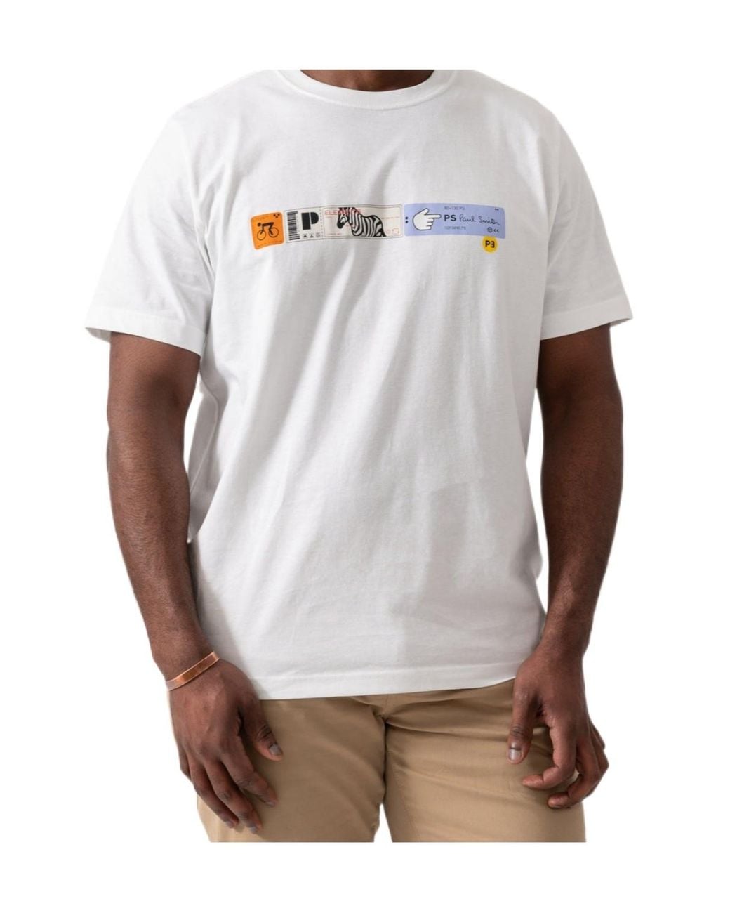 Paul Smith White Ps Heather Graphic Round Neck T-Shirt for men
