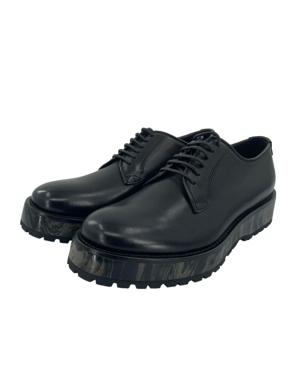 Emporio Armani Black Round Head Lacing Business Shoes for men