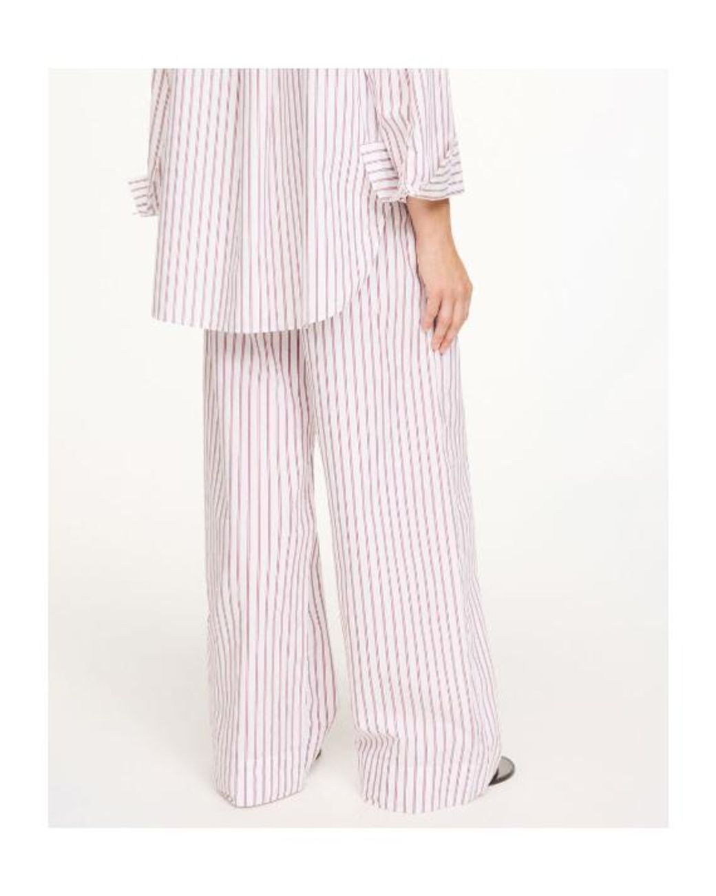 By Malene Birger Purple Cabello Striped Wide Leg Trousers