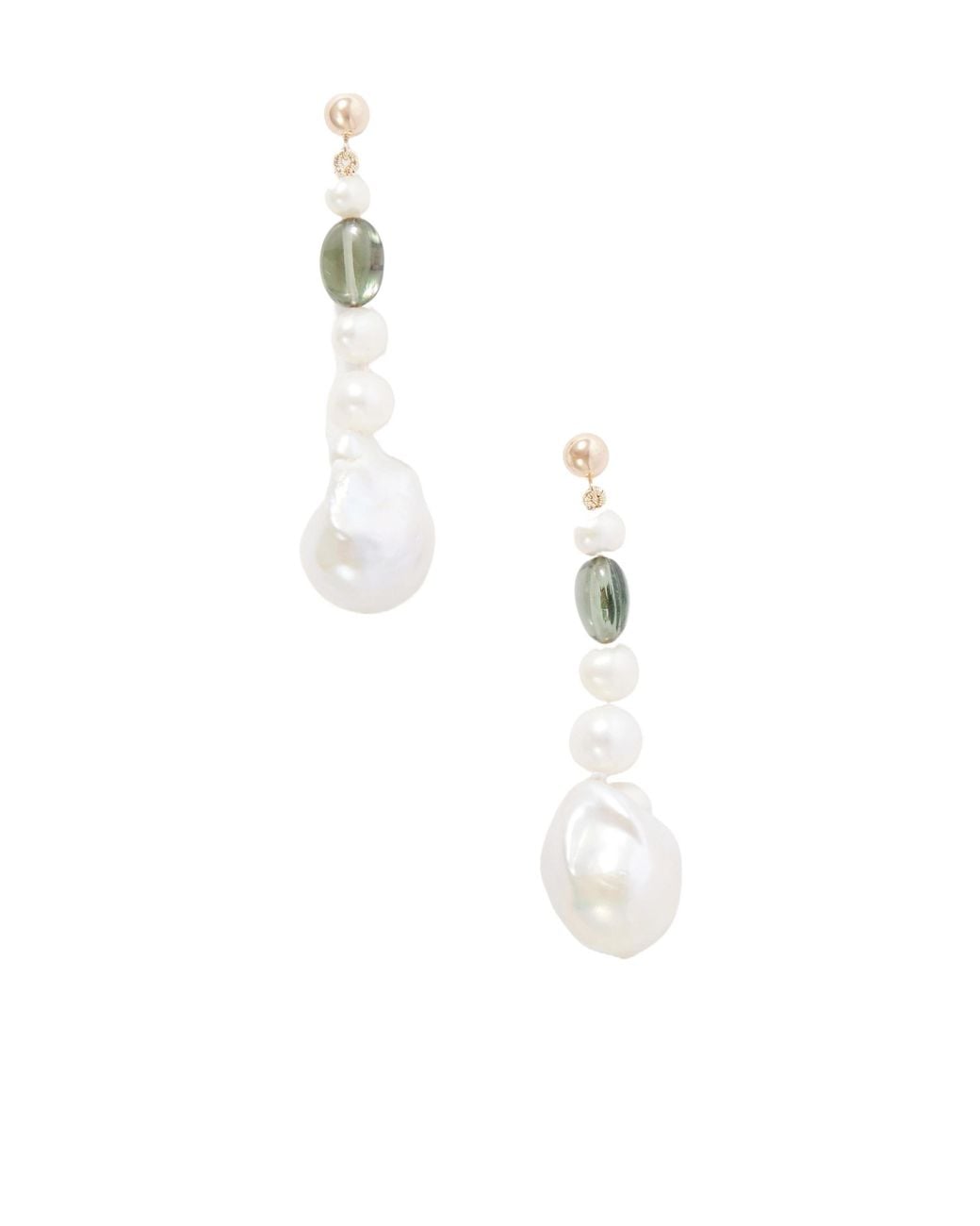 Loren Stewart White Poet 14-Karat, Pearl And Tourmaline Earrings