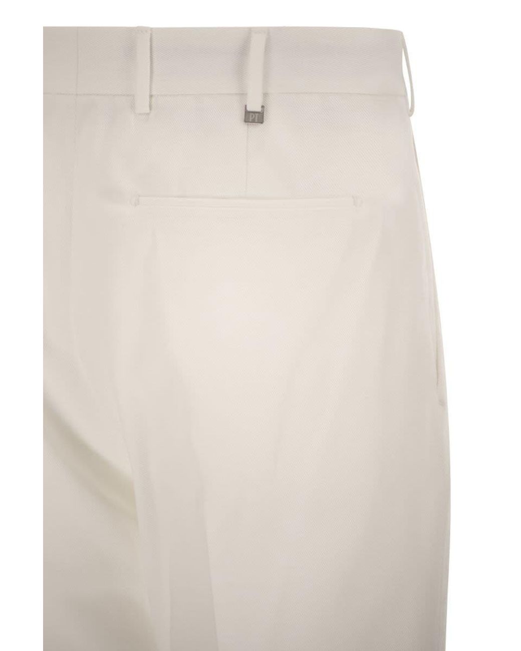 Pt Pantaloni White Cotton Trousers for men