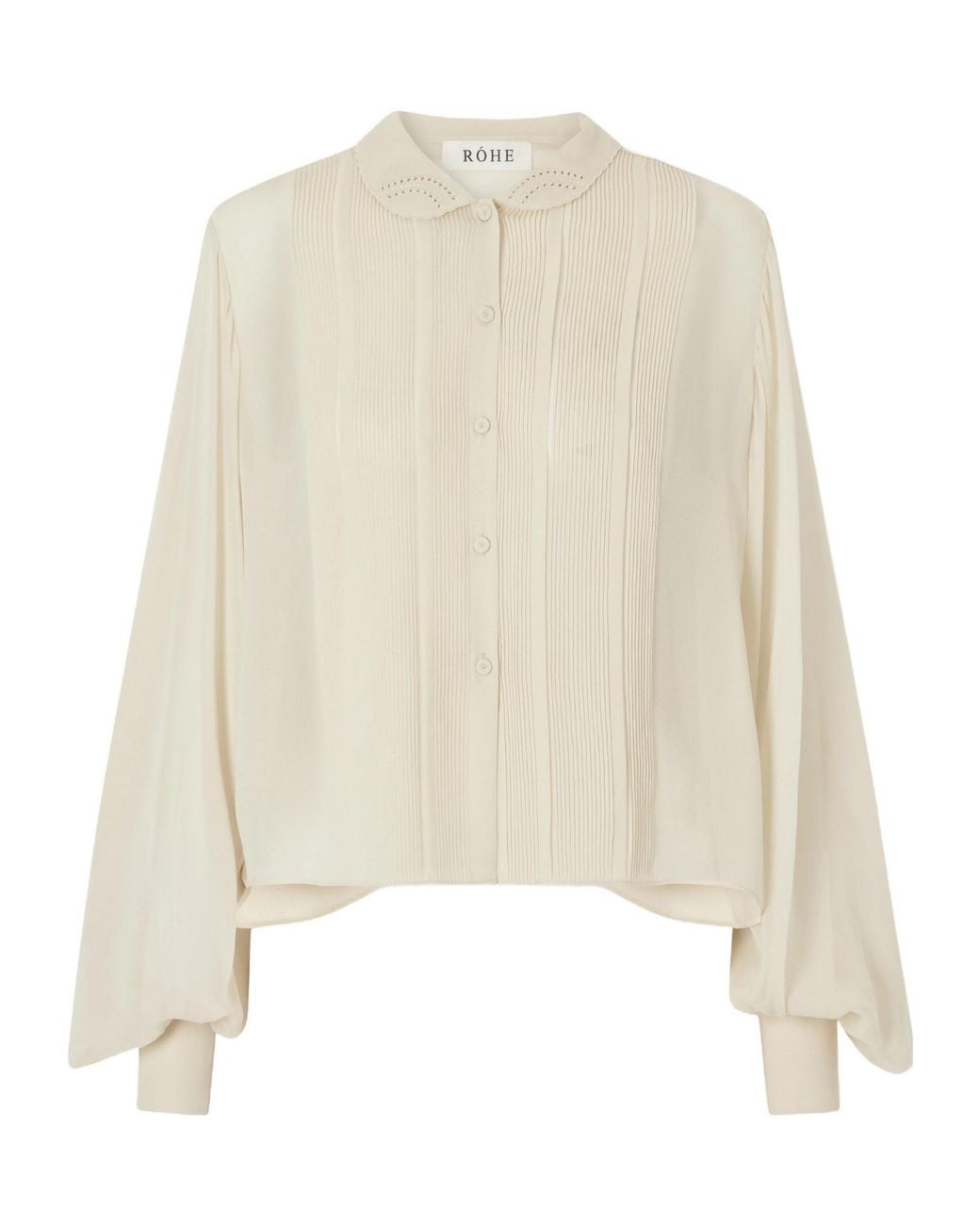 Rohe White Romantic Pintucked Silk-Crepe De Chine Blouse