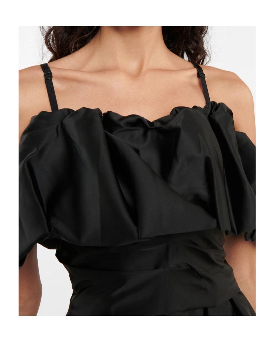 Jonathan Simkhai Black Off-Shoulder Pleated Dress