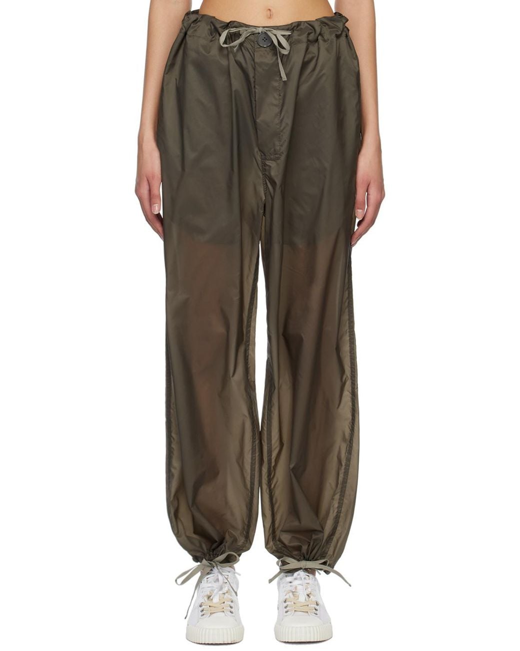Maison Margiela Gray Four-Stitch Drawstring Draped Trousers